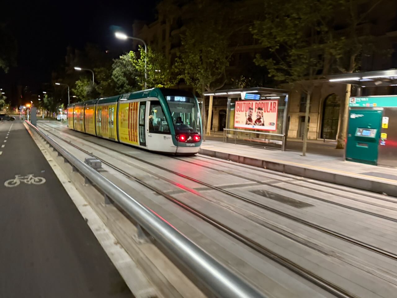 A tram in the night