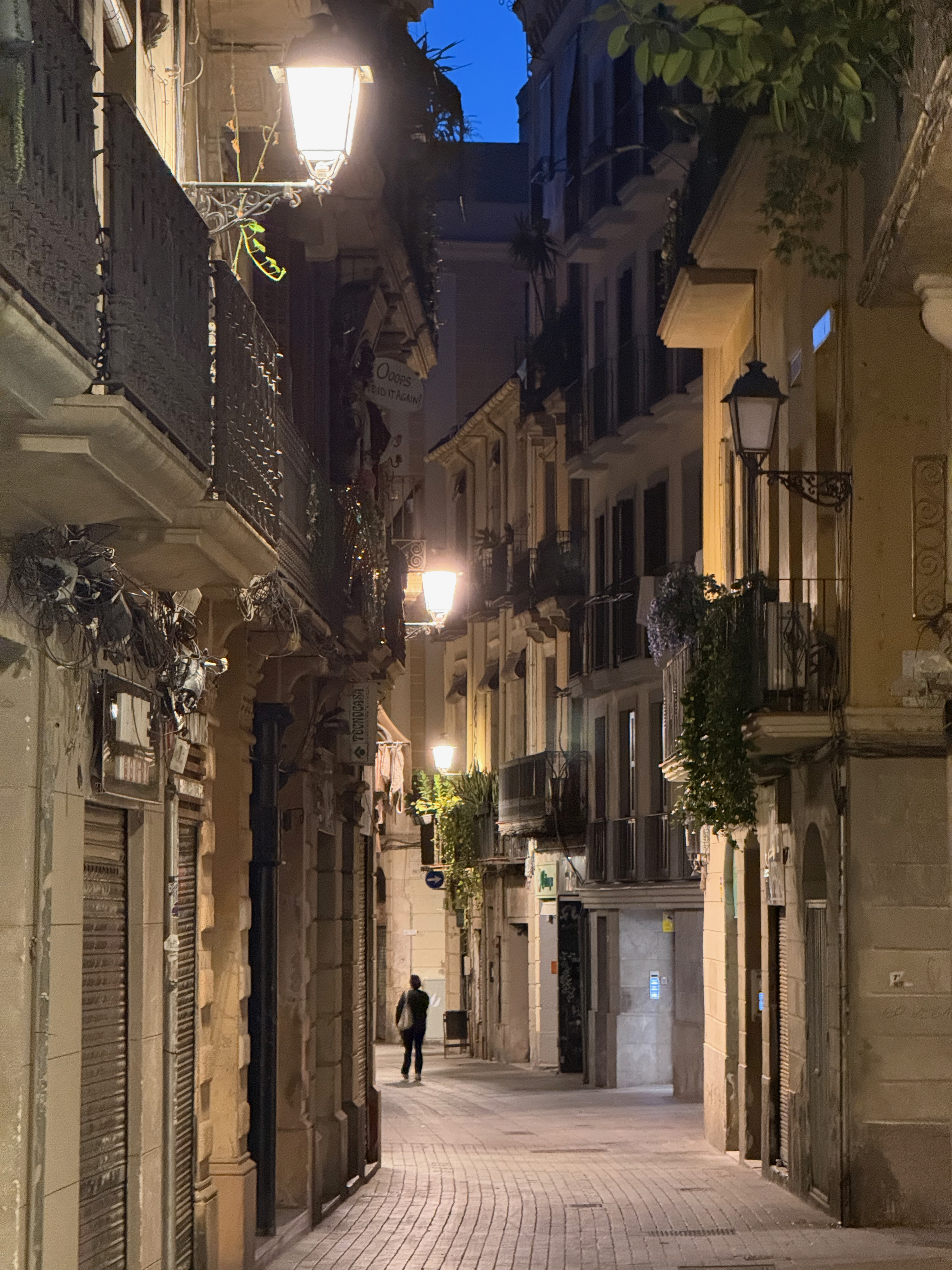 A street of Barcelona at night